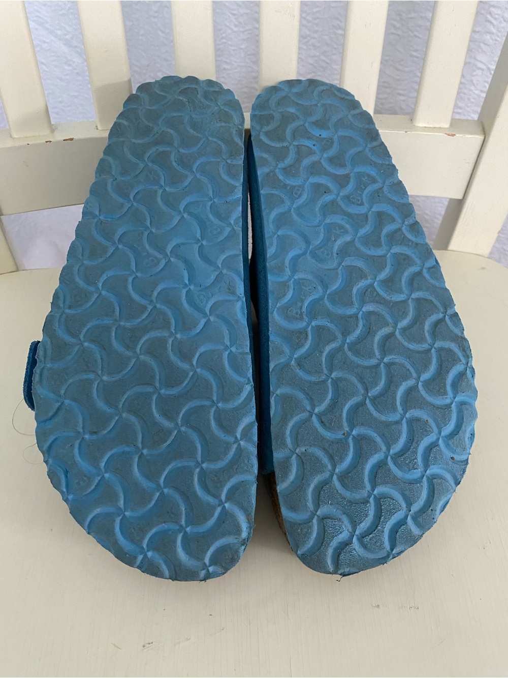 Birkenstock Arizona Two-Strap Suede Softbed Sandals in Blue - Picture 6 of 10
